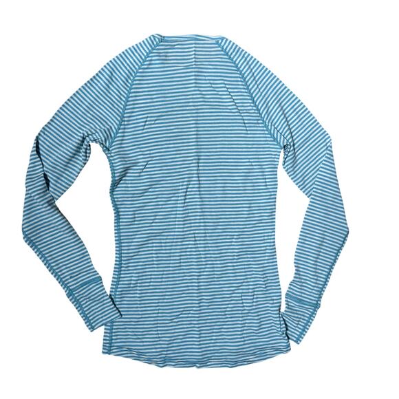 IBEX Woolies 150 Base Layer SZ S Striped Blue White Merino Wool - Picture 2 of 6